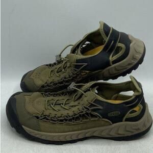 Men's Size 11.5 KEEN Uneek Nxis Olive Green/Olice Drab Leather Water Sandals EUC